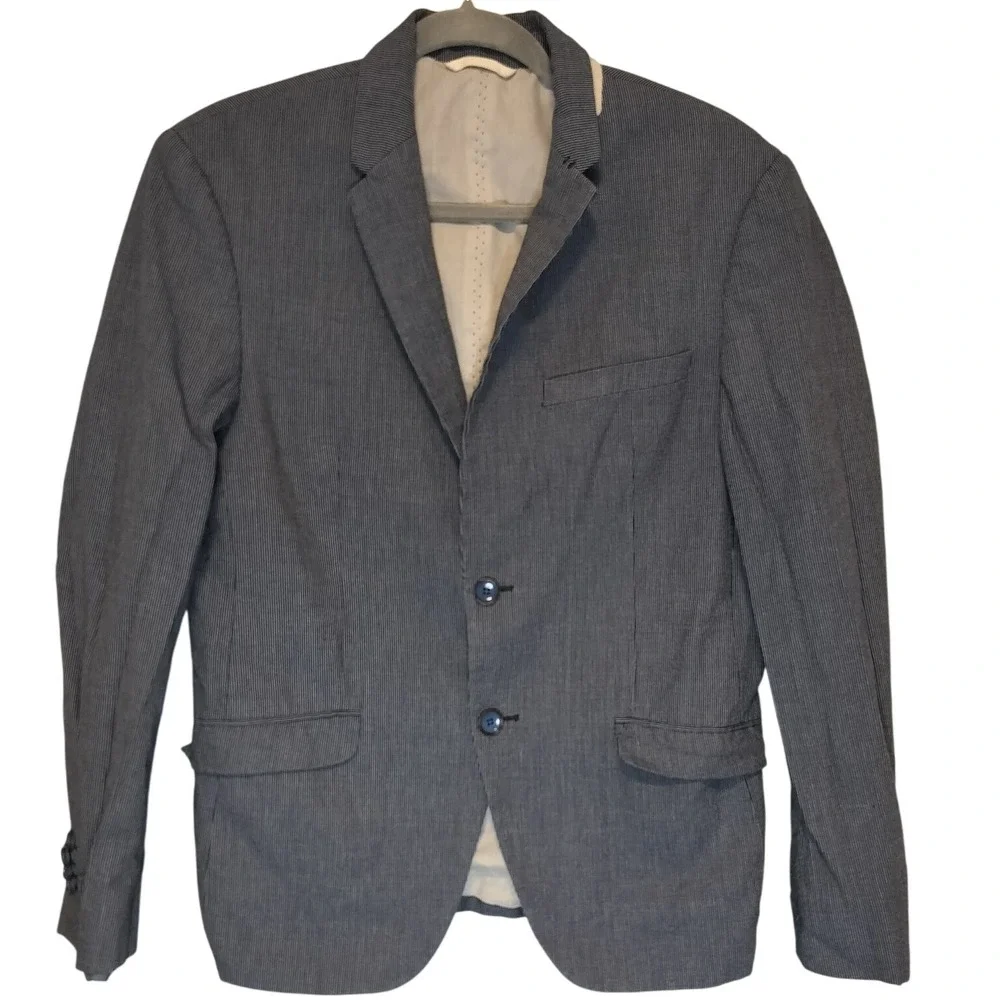 Zara Man Classic Navy‎ Blue Pinstripe Sport Coat Summer Collection 2016 Size 38